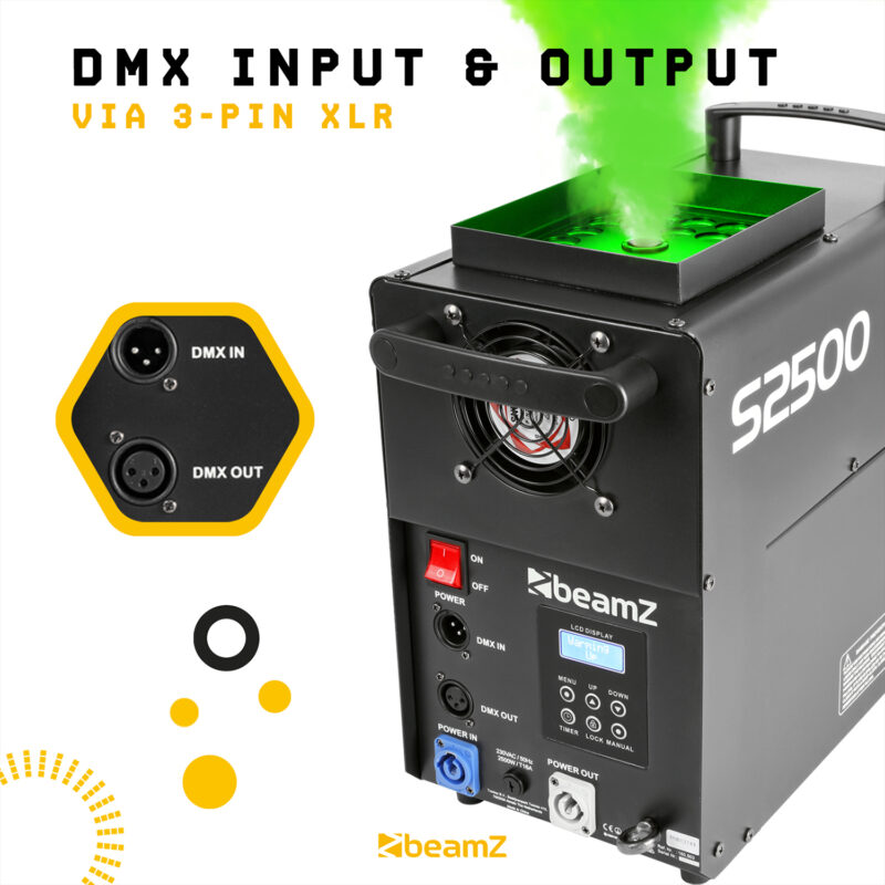 BeamZ S2500 DMX Smoke Machine with LED Light Effect