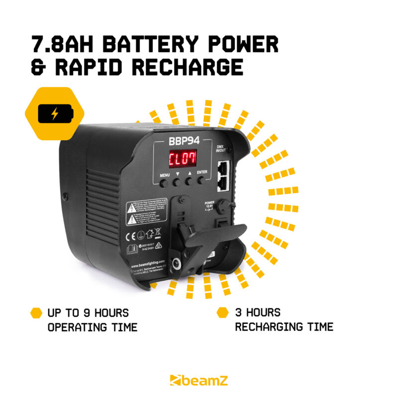 BeamZ BBP94 Wireless Battery Powered Par Uplighter – 40W