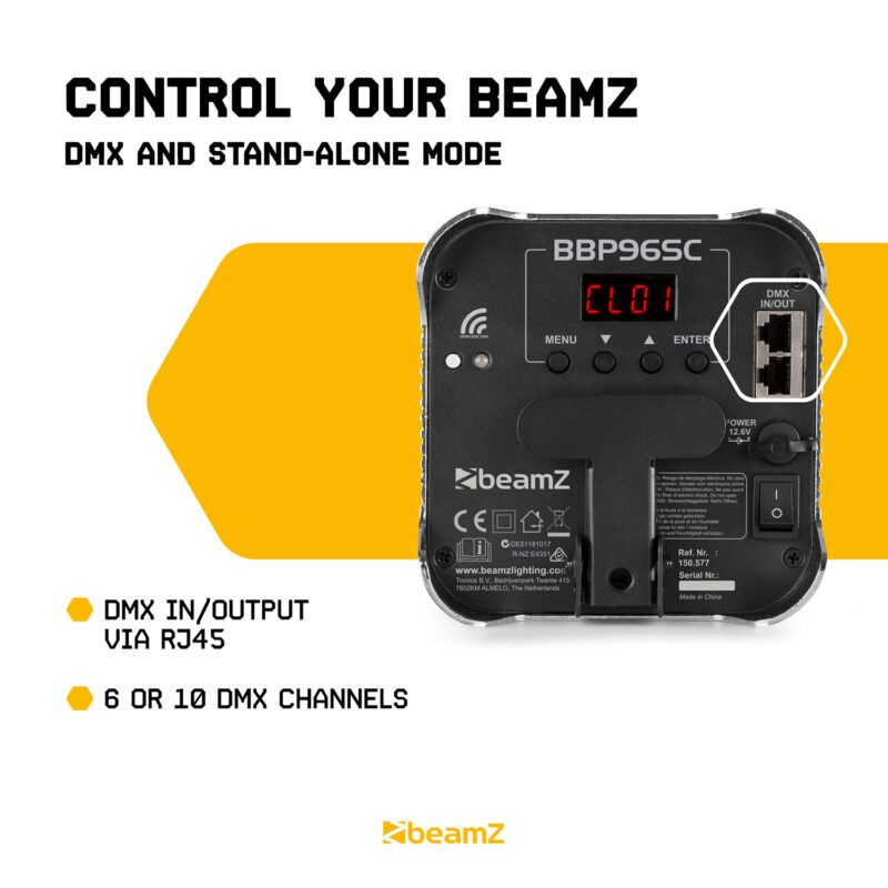 BeamZ BBP96SC Battery Par Uplighter with Wireless DMX – 72W