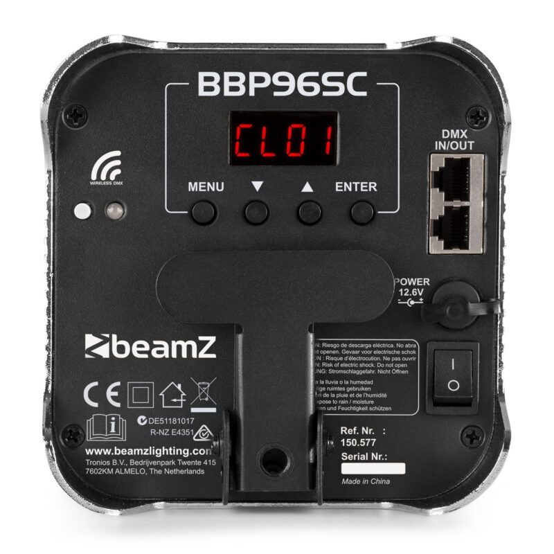 8x BeamZ BBP96SC Wireless Battery Uplighters with Charger Case