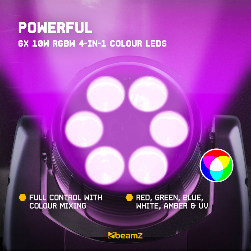 BeamZ Pro Fuze610Z LED Moving Head Wash Lights with Flight Case