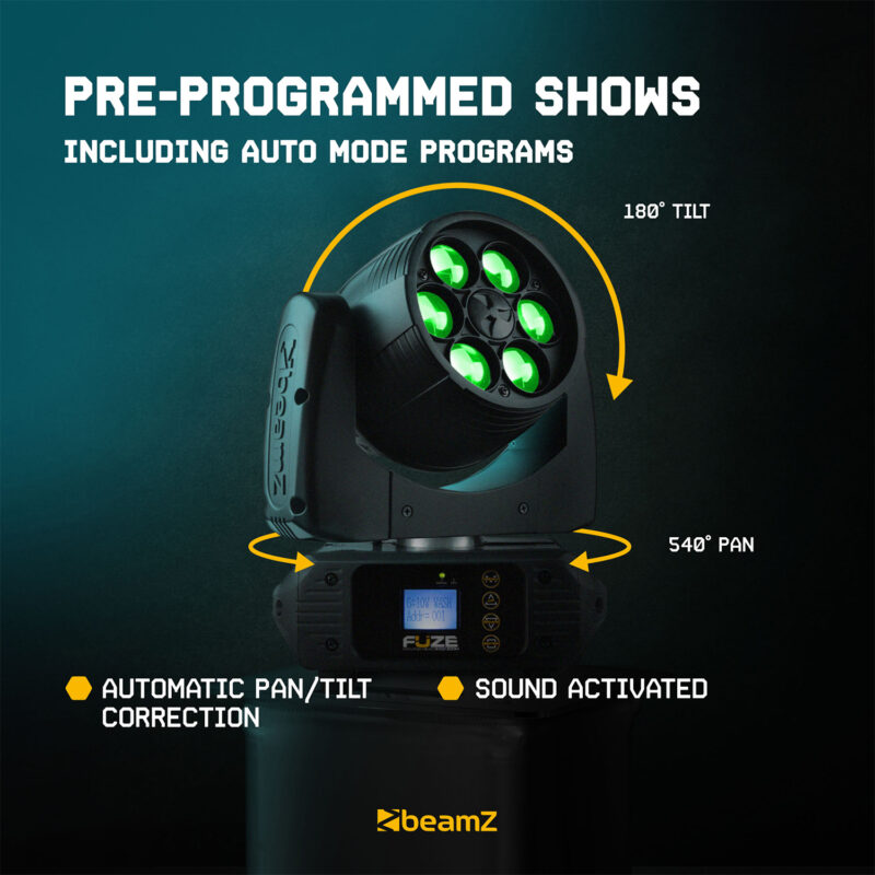 BeamZ Pro Fuze610Z LED Moving Head Wash Lights with Flight Case