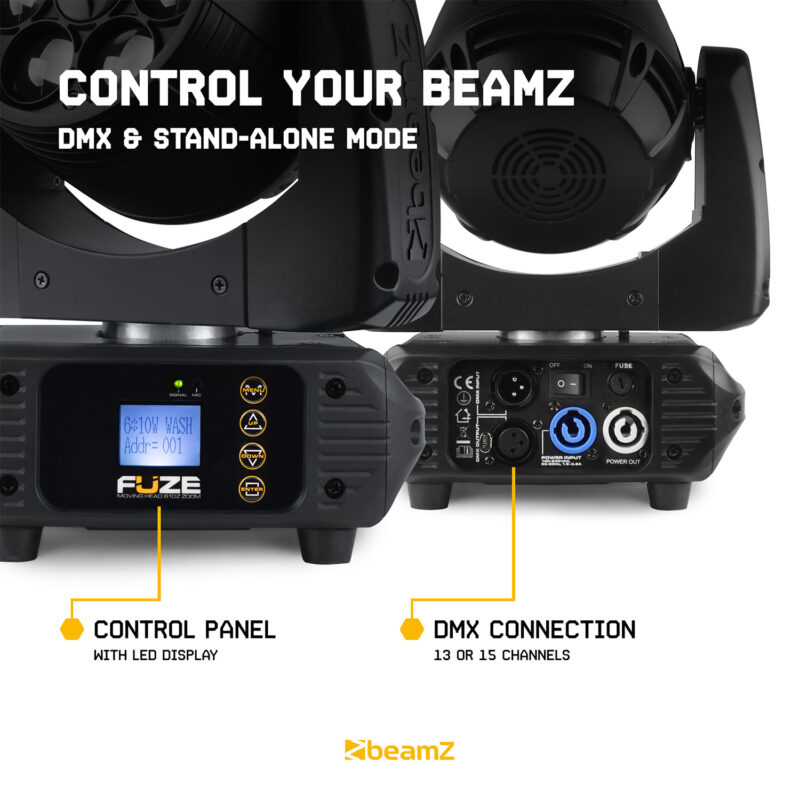 BeamZ Pro Fuze610Z LED Moving Head Wash Lights with Flight Case