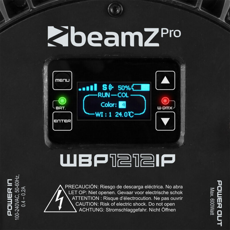 BeamZ WBP1212IP Weatherproof Battery Powered LED Par Can Uplighter