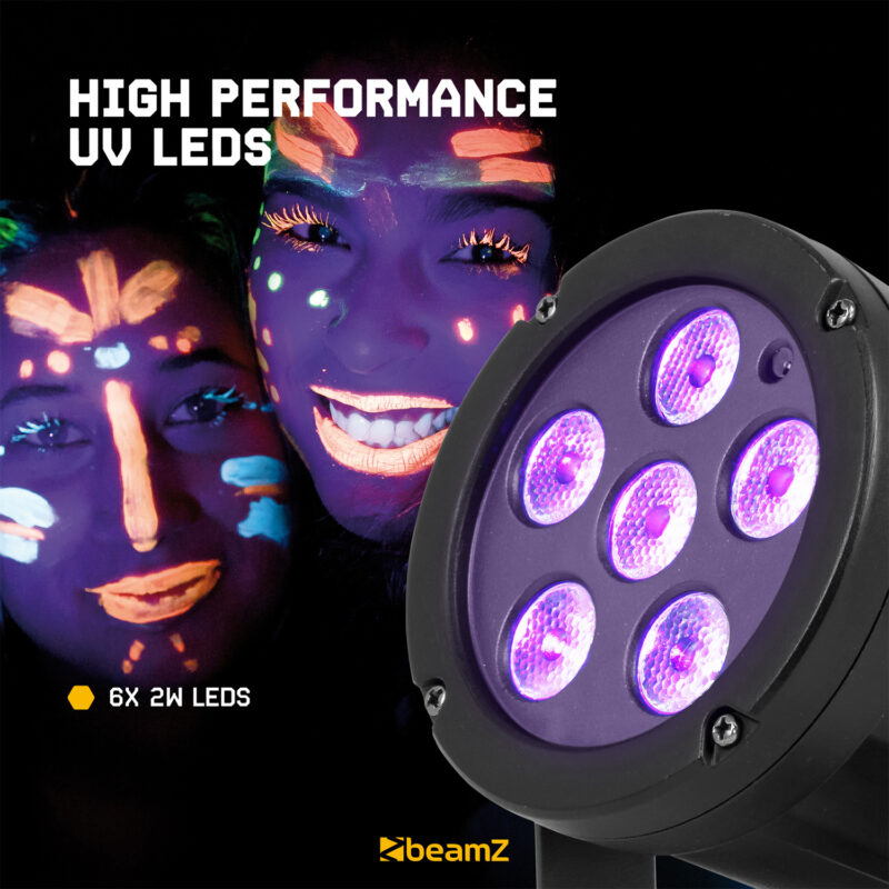 BeamZ SlimPar30 UV Par Can Light – 6x 2W