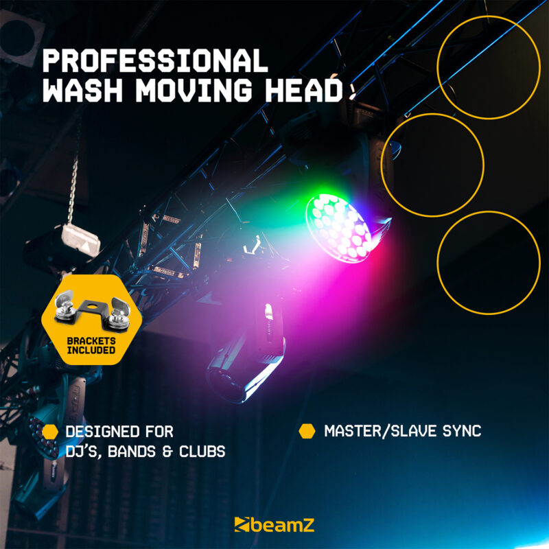 BeamZ Fuze2812 Moving Head Wash Lights with Zoom