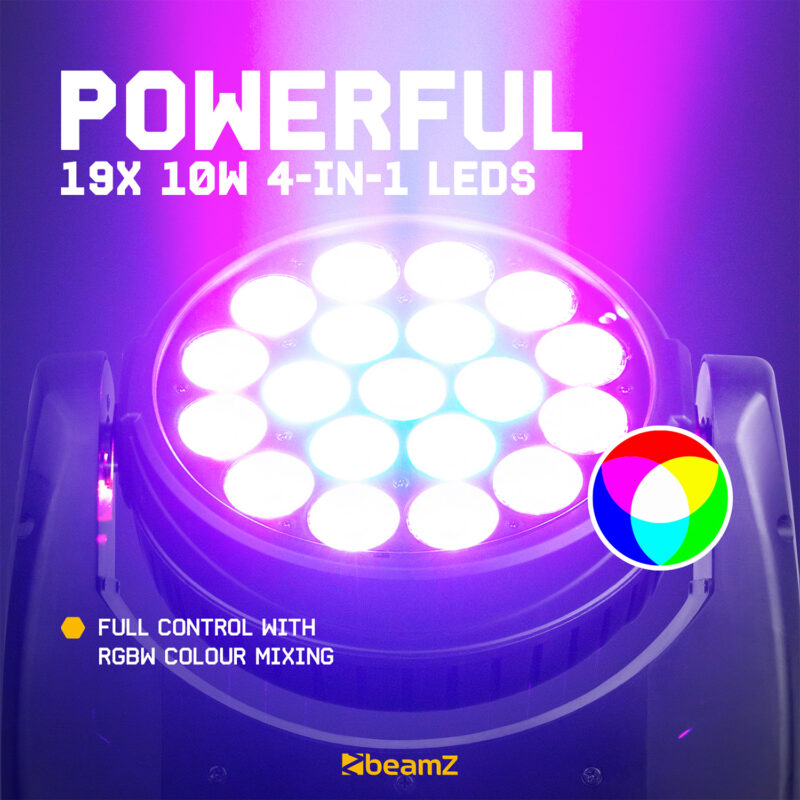 BeamZ Fuze1910 Moving Head Wash Lights with Ring Control