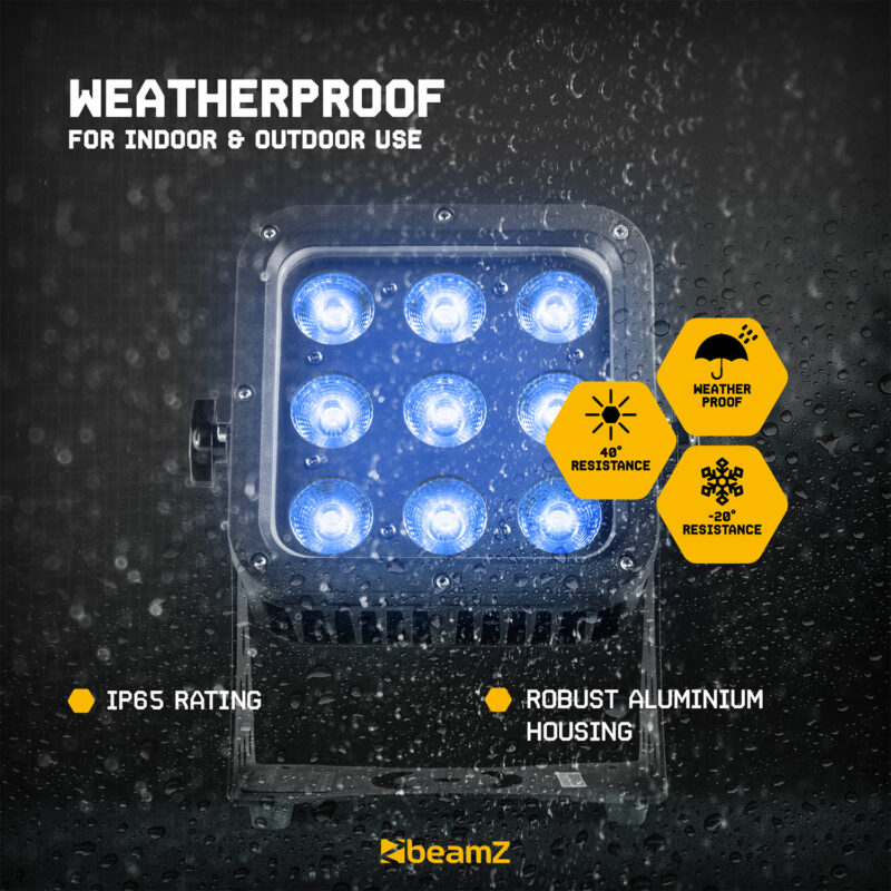 BeamZ StarColor72 Architectural Outdoor Wall Wash – 9x 8W RGBW