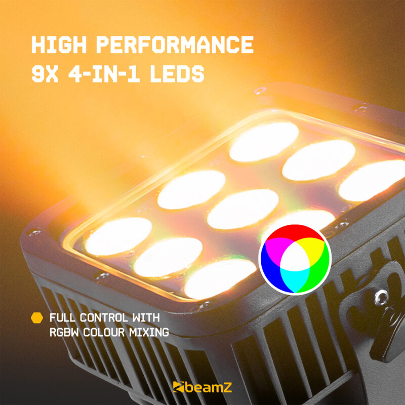 BeamZ StarColor72 Architectural Outdoor Wall Wash – 9x 8W RGBW