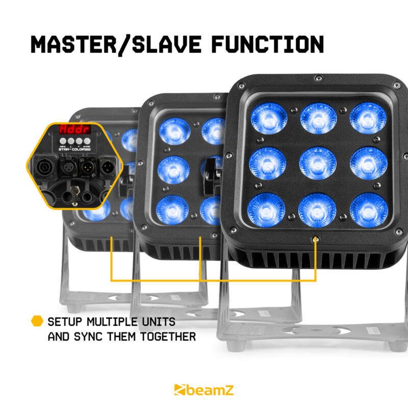 BeamZ StarColor72 Architectural Outdoor Wall Wash – 9x 8W RGBW