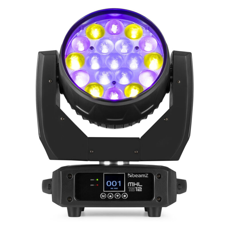 2x BeamZ MHL1912 Moving Head Wash Lights with Flight Case – 19x 12W