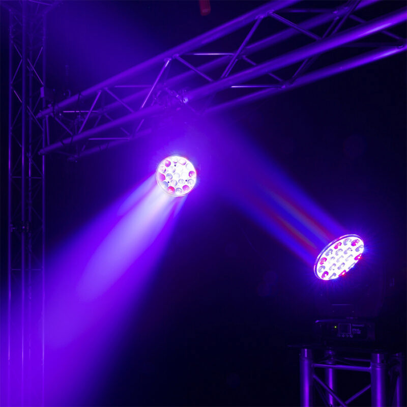 2x BeamZ MHL1912 Moving Head Wash Lights with Flight Case – 19x 12W