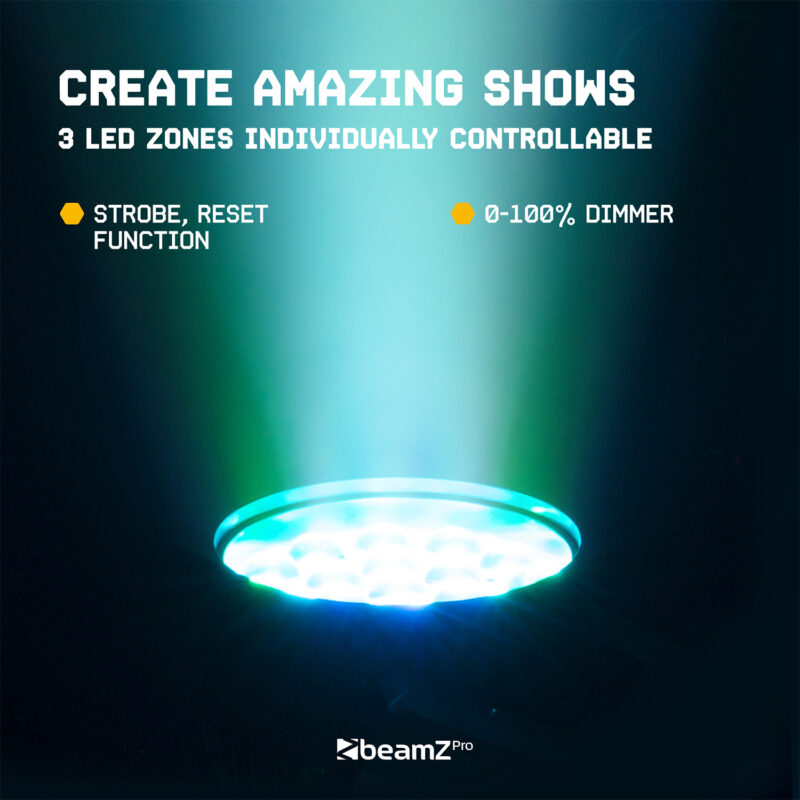 BeamZ Pro MHL1912 Moving Head Wash Light with Zoom – 19x 12W