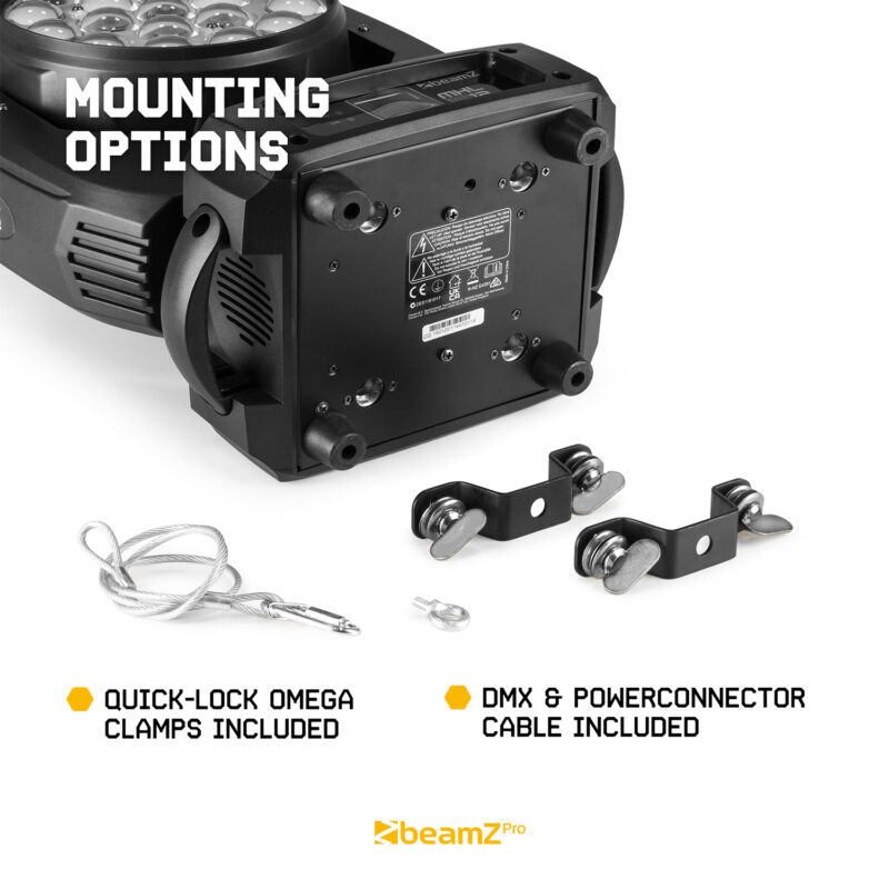 BeamZ Pro MHL1912 Moving Head Wash Light with Zoom – 19x 12W