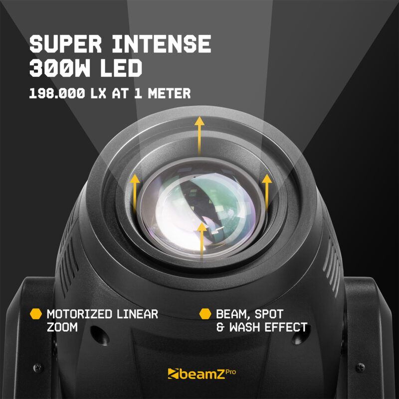 BeamZ Pro IGNITE300LED Moving Head Light BSW 2pcs in Flight Case