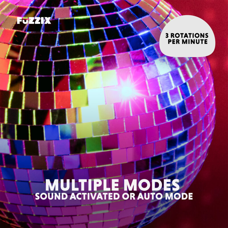 Fuzzix MB20ML Mirror Disco Ball with Battery LED Motor – 20cm