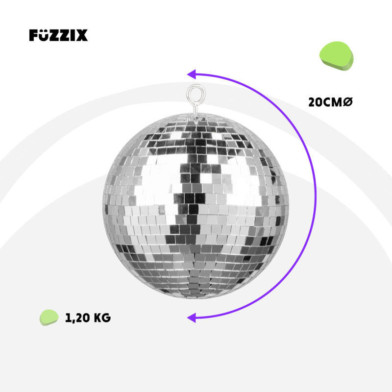 Fuzzix MB20ML Mirror Disco Ball with Battery LED Motor – 20cm