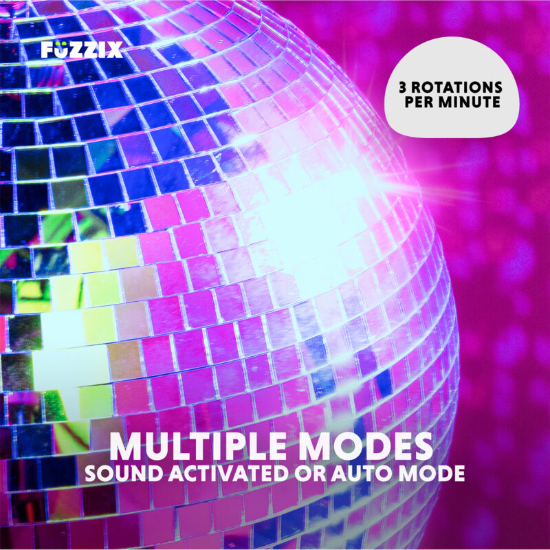 Fuzzix MB30ML Mirror Disco Ball with Battery LED Motor – 30cm