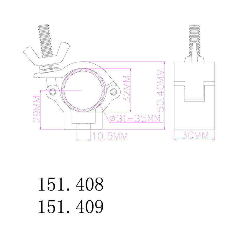 BeamZ BC35-75 Compact Half Coupler Slimline 75kg Aluminium