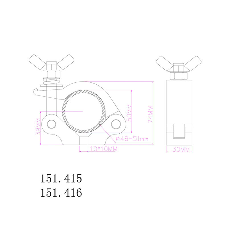 BeamZ BC50B-200 Half Coupler Slimline 200kg Black
