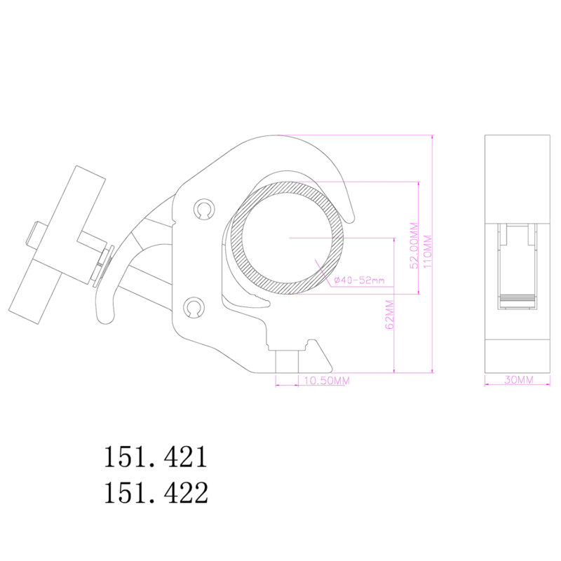 BeamZ BC50B-250T Quick Clamp Slimline 250kg Black