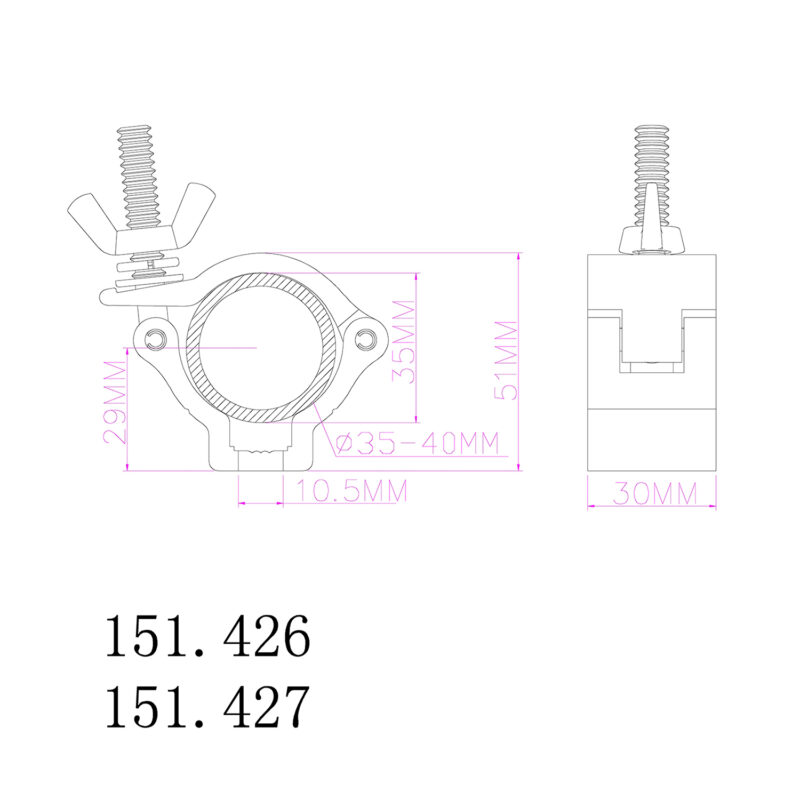 BeamZ BC38B-75 Black Half Coupler Clamp – 50KG