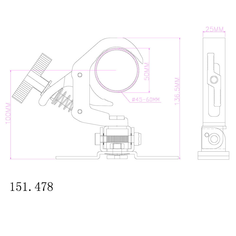 BeamZ BC50B-75M Foldable Moving Head Quick Trigger Lighting Clamp