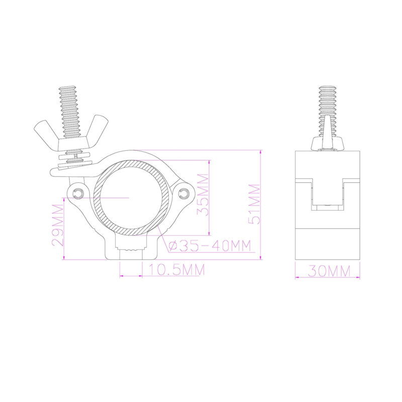 BeamZ BC38-75 Slimline Half Coupler Clamp – 75kg Aluminium