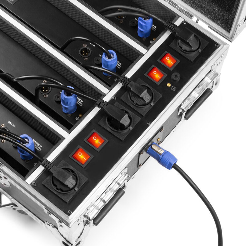 4x BeamZ BBB243 Battery Powered LED Light Bars with Charger Case