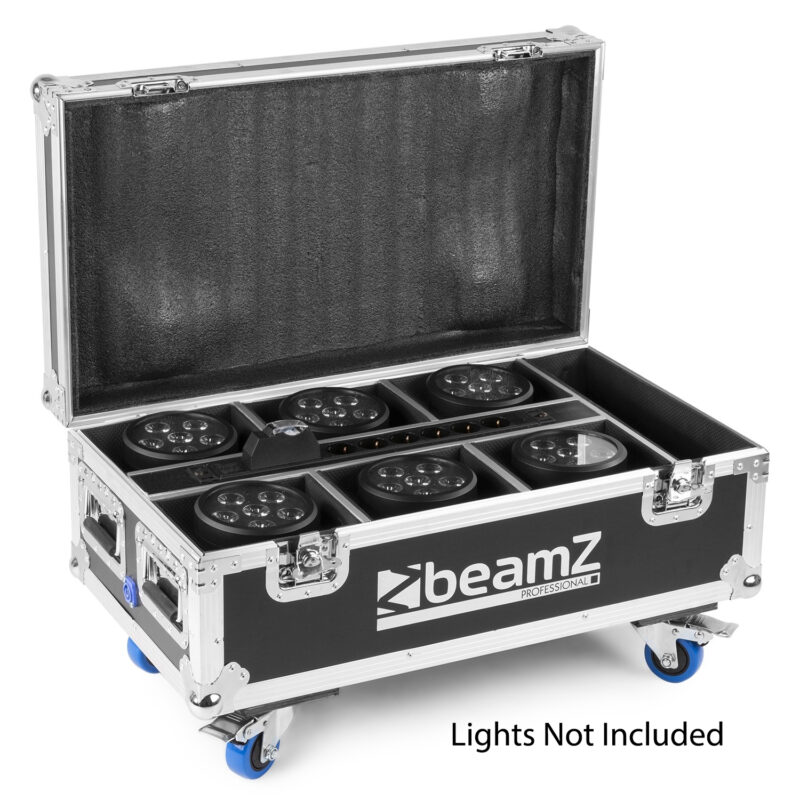 6 x BeamZ Pro BBP66 Wireless Battery Uplighters with Charger Case
