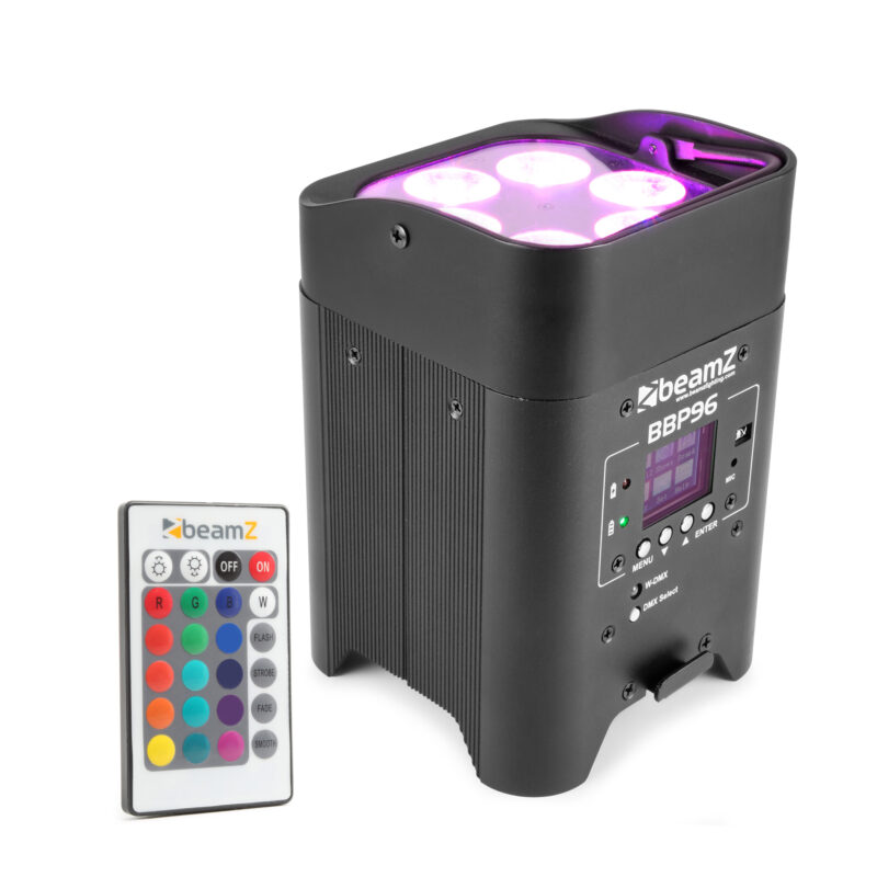 8x BeamZ BBP96 Wireless Battery Powered Uplighters with Charging Case