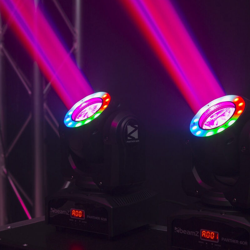BeamZ Panther 60R Moving Head Beam with LED Light Ring – 60W