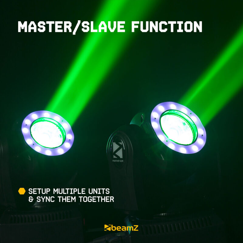 BeamZ Panther 60R Moving Head Beam with LED Light Ring – 60W