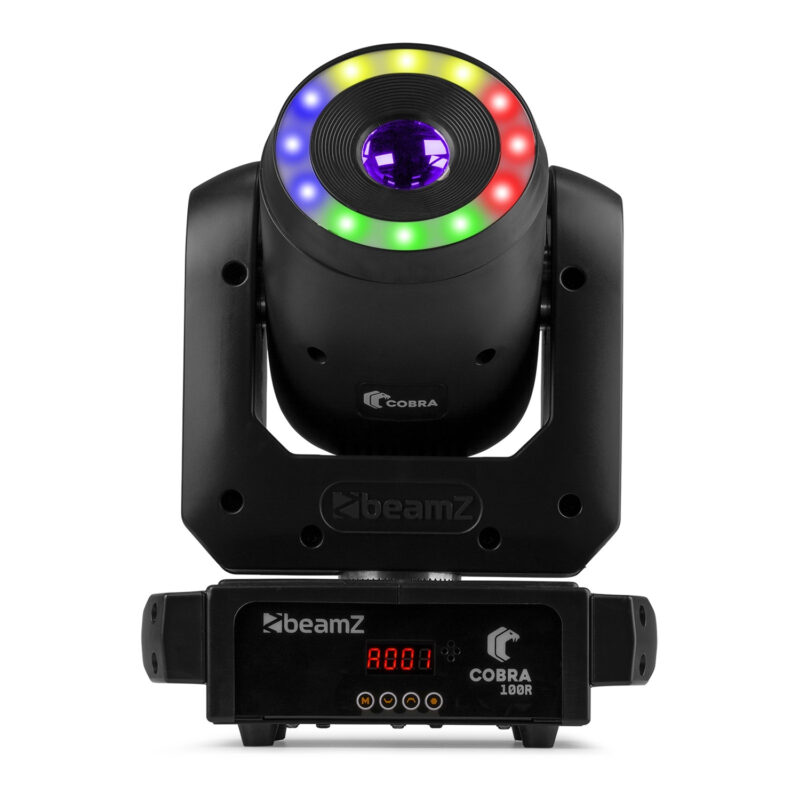BeamZ Cobra 100R Moving Head Spot with LED Ring – 100W