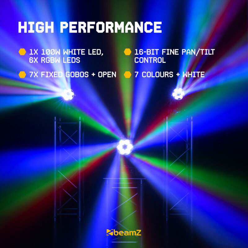 BeamZ Cobra 160 100W Moving Head Spot with 6x 10W B-Eye