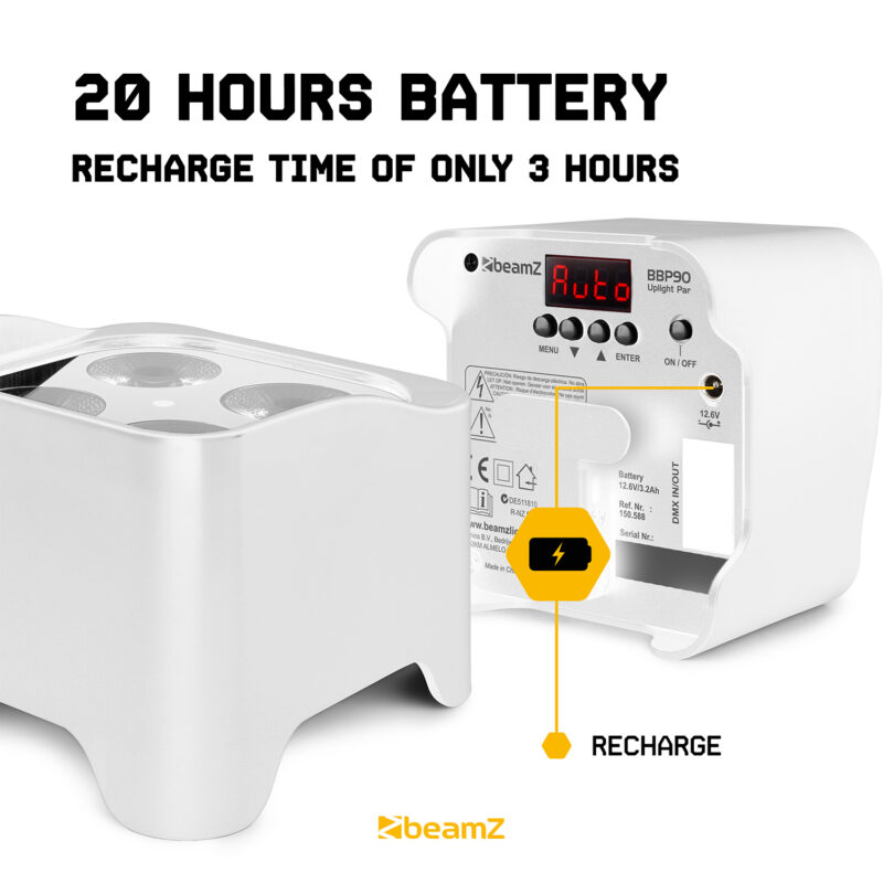 8x BeamZ BBP90W Wireless Battery Operated Uplight Pars with Soft Cases