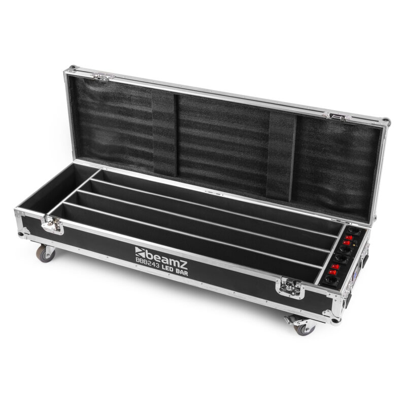 4x BeamZ BBB243 Battery Powered LED Light Bars with Charger Case