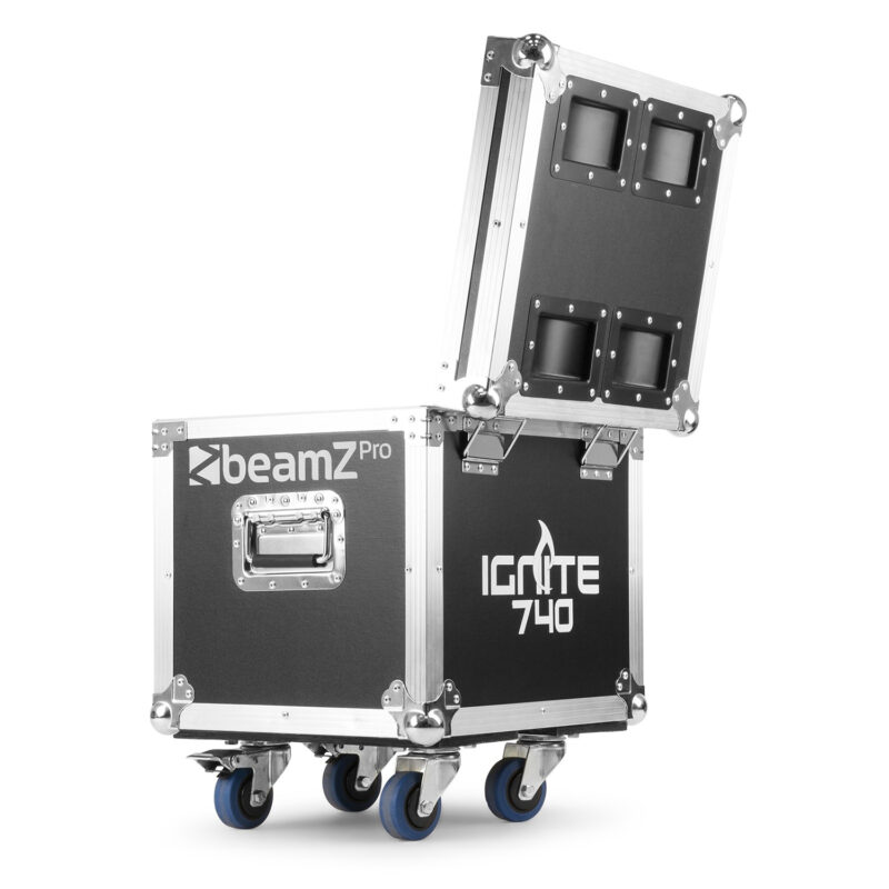2x BeamZ Pro IGNITE740 Moving Head Wash with Zoom & Flightcase