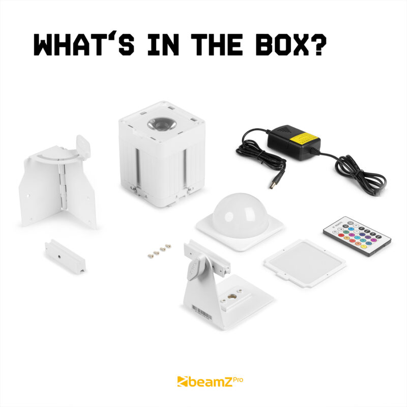 4x BeamZ KUBE20WH Linkable Outdoor Battery Powered Wireless Uplights