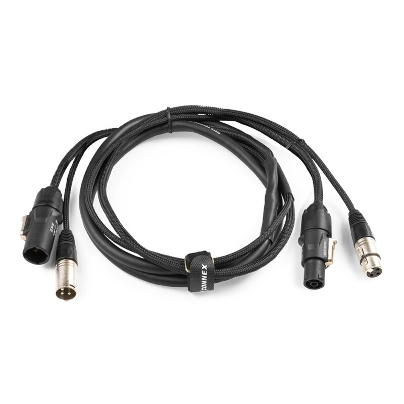 PD Connex Combi Power Cable & 3-Pin DMX Cable – 0.5m