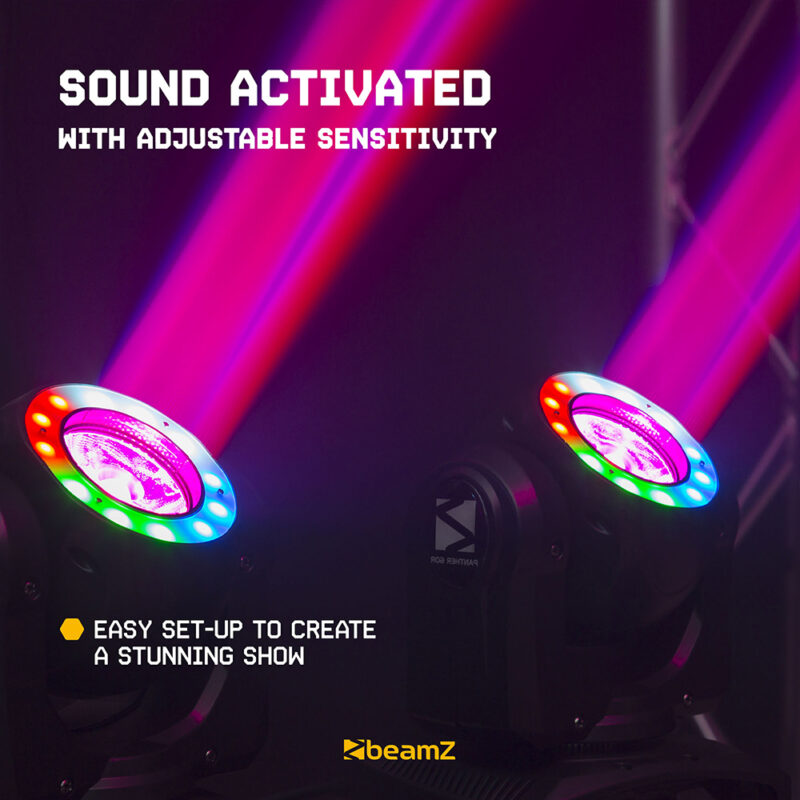 2x BeamZ Panther 60R LED Moving Head Beam Light With LED Light Ring
