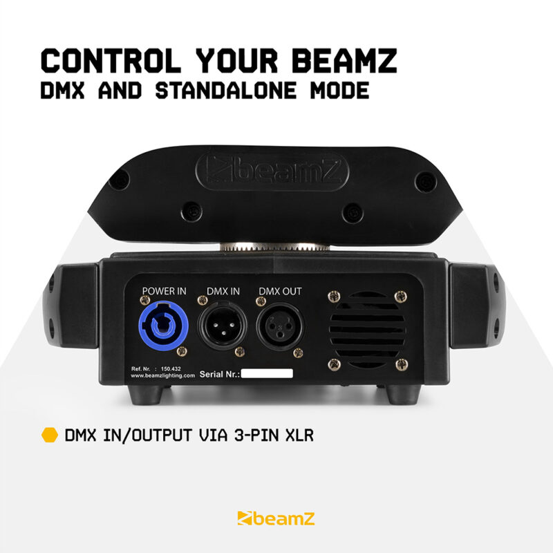 4x BeamZ Cobra 100R Moving Head Spot with LED Ring with Flight Case