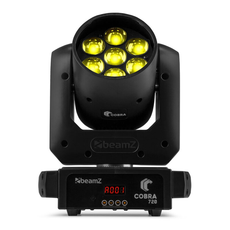 2x BeamZ Cobra 720 Moving Head Wash Light with Zoom – 7x 20W