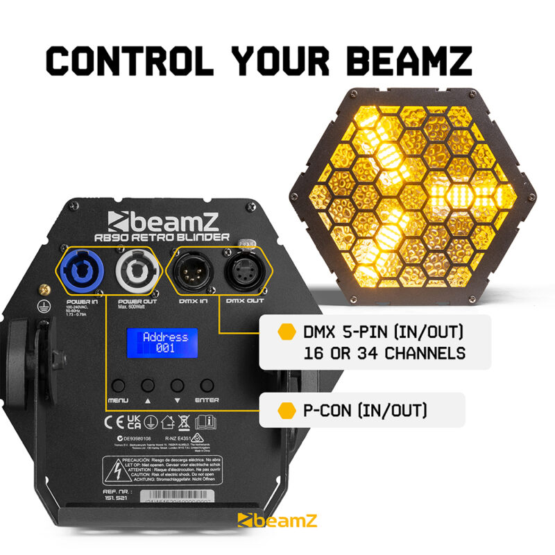 5x BeamZ RB90-5 5-Pin DMX Retro Stage Blinder Lights