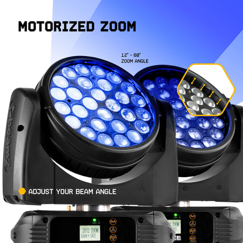 2x BeamZ Fuze2812 Professional Moving Head Wash Light with Flightcase
