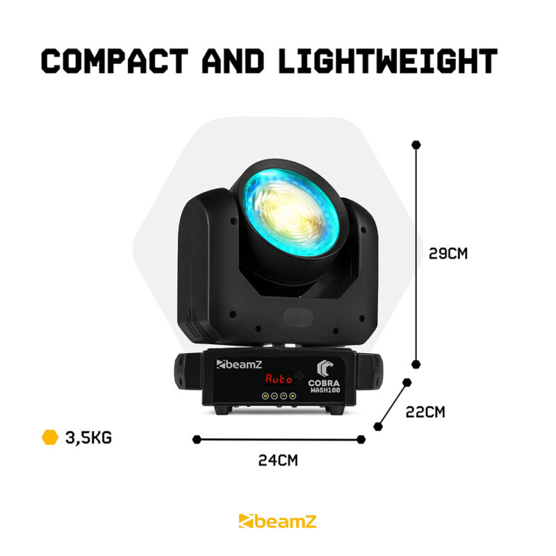 4x BeamZ Cobra Wash100 LED Moving Head Wash Light with Flight Case