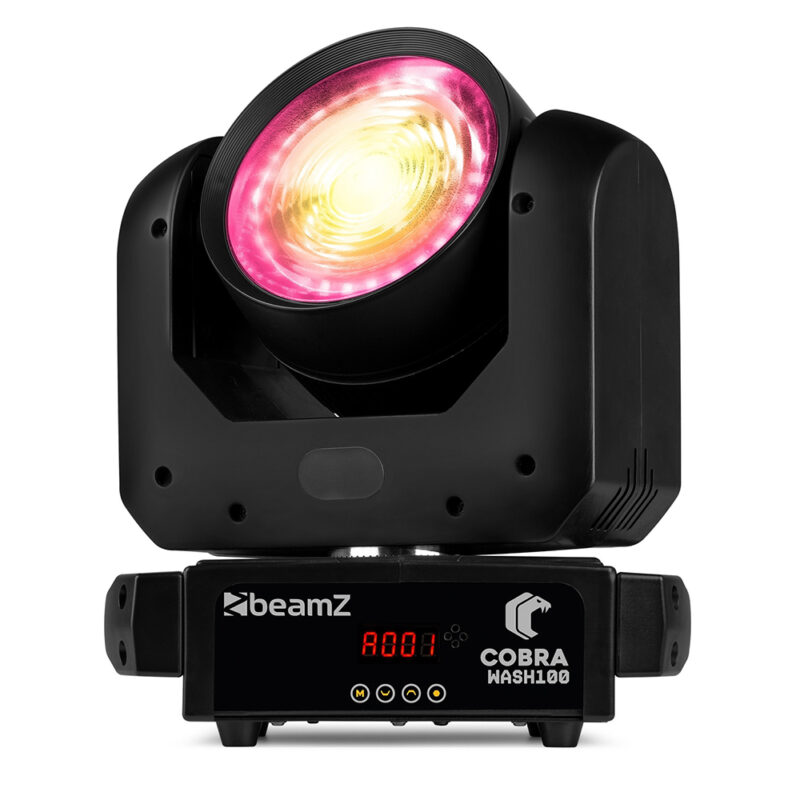 2x BeamZ Cobra Wash100 LED Moving Head Wash Light with LED Ring – 100W