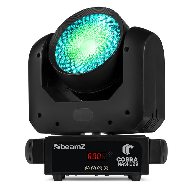 2x BeamZ Cobra Wash120 LED Moving Head Wash Light with LED Ring – 120W
