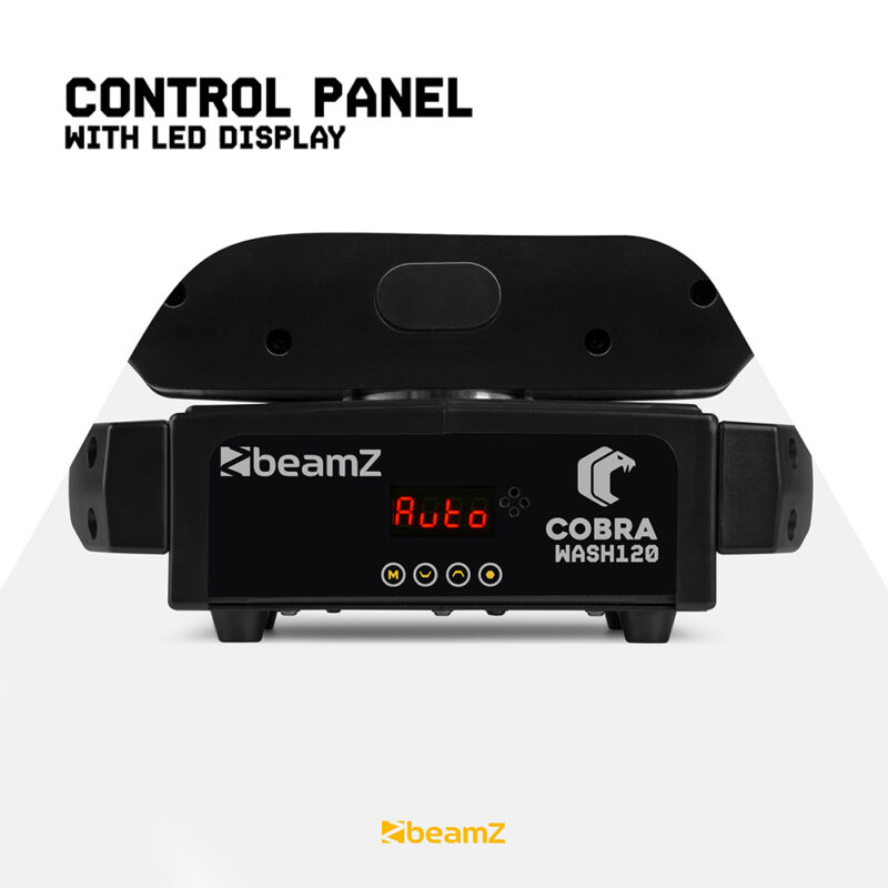 2x BeamZ Cobra Wash120 LED Moving Head Wash Light with LED Ring – 120W