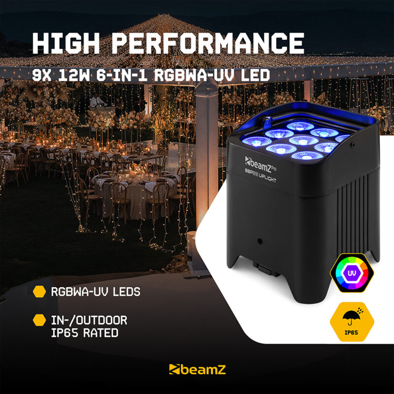 4x BeamZ Pro BBP59 Outdoor Wireless Battery Powered Uplighters